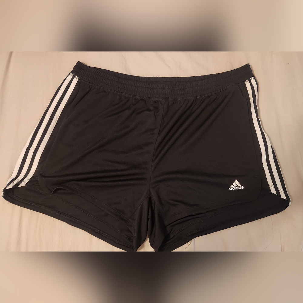 Adidas Black Shorts with White Stripes